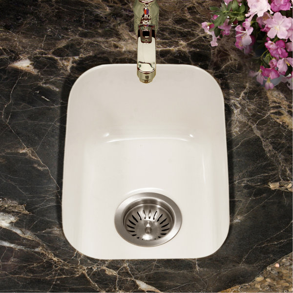 Houzer Platus 13 in Biscuit Fireclay Undermount Bar Sink with